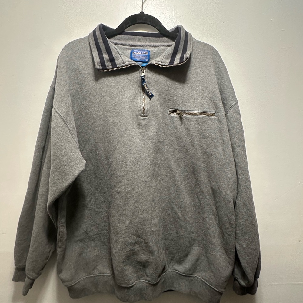 Pendleton Men's Zip-Up Sweater in Gray and Navy